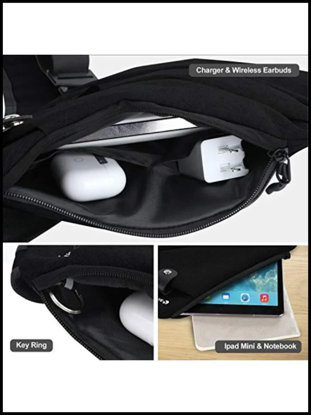 Anti-theft Sling Crossbody Bag Adjustable Strap Polyester Casual Daypack for